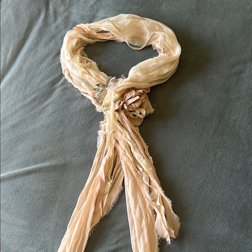 Marc Jacobs Cream and Tan Silk Lightweight Scarf - Picture 5 of 5